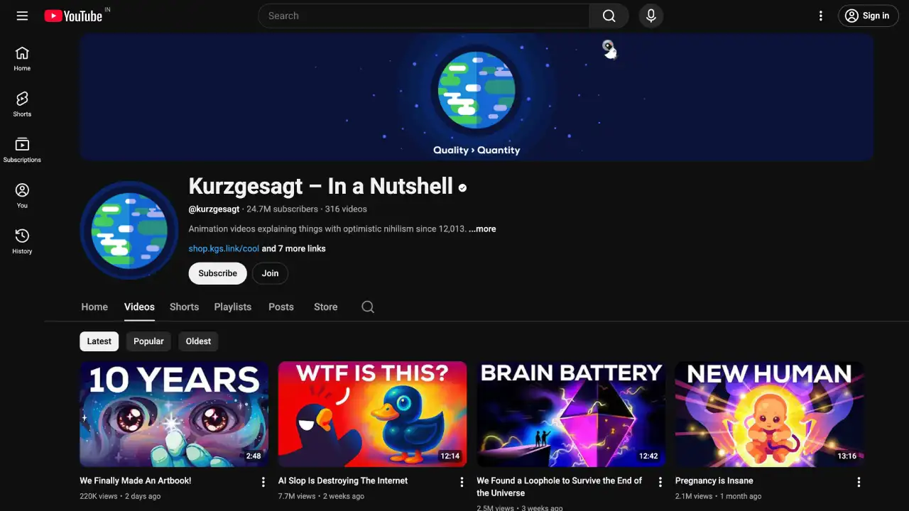 Kurzgesagt In a Nutshell YouTube Channel
