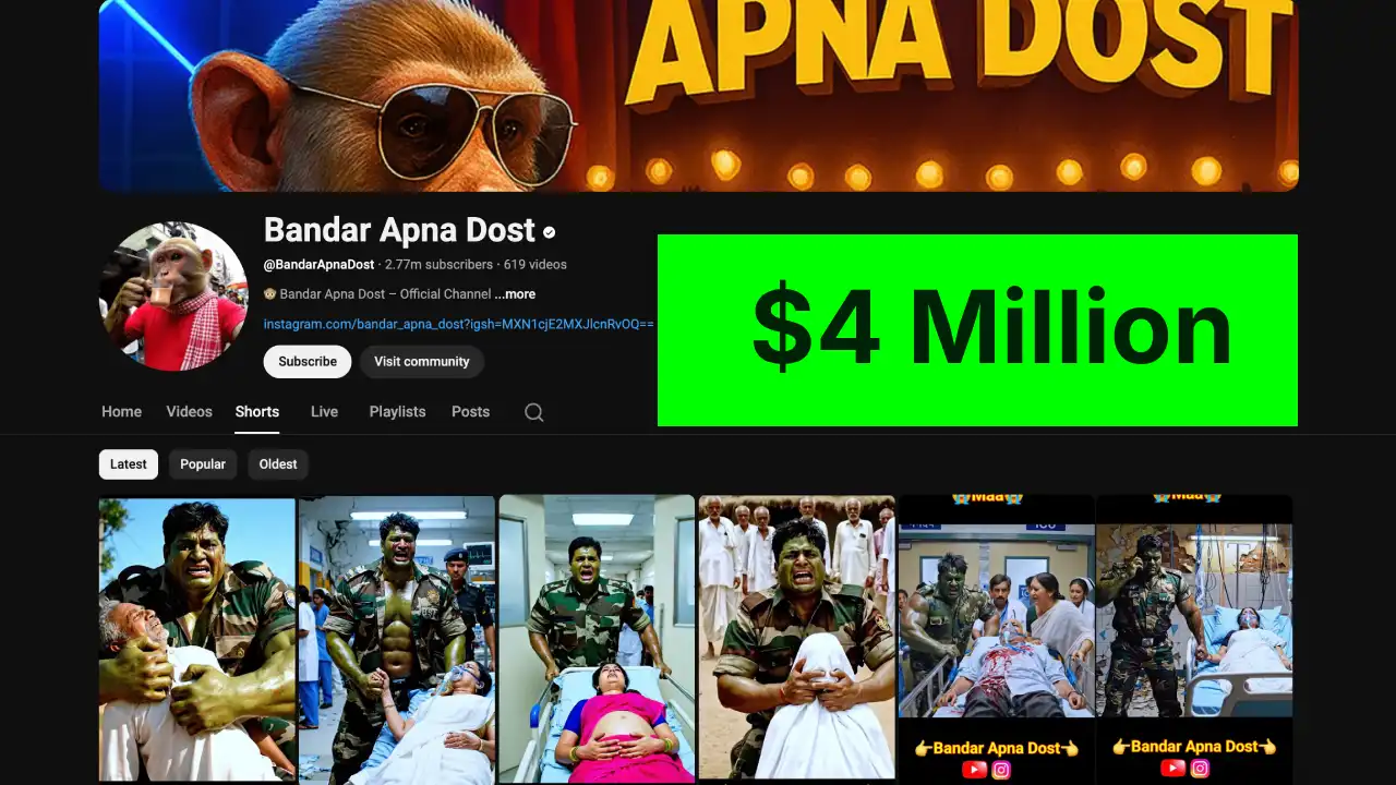 BandarApnaDost AI Monkey Channel YouTube Earnings Reality