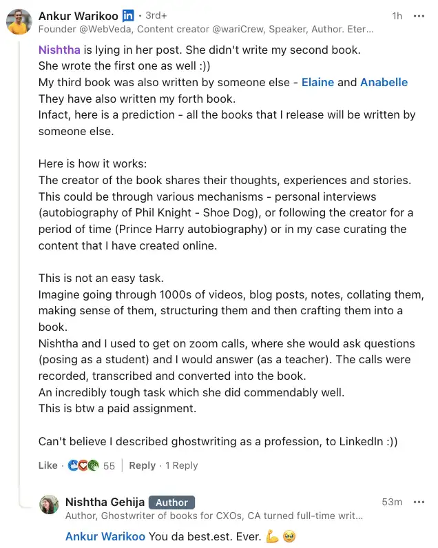 Ankur Warikoo Ghostwriting his books