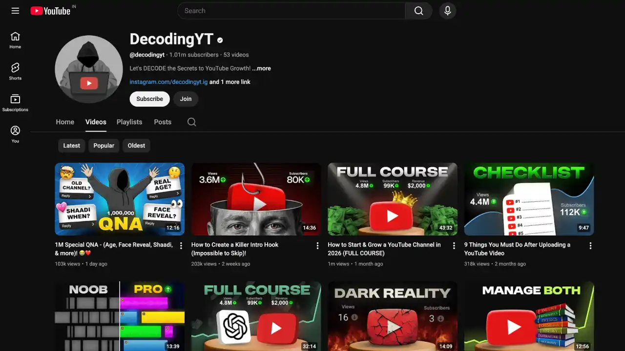 DecodingYT Reveals Real Name and Age after 1 Million Subscribers